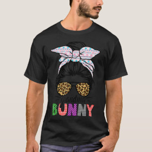 Funny Kariert Messy Bun Grandma Bunny Oster Leopar T-Shirt