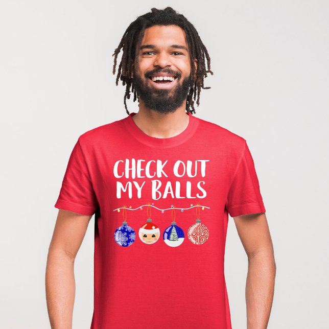 Funny Karo Out My Balls Weihnachtsschmuck T-Shirt (Von Creator hochgeladen)