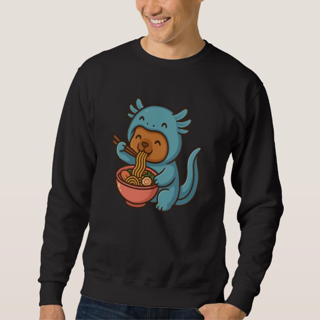 Funny Kawaii Axolotl and Capybara Eating Ramen Ani Sweatshirt (Vorderseite)
