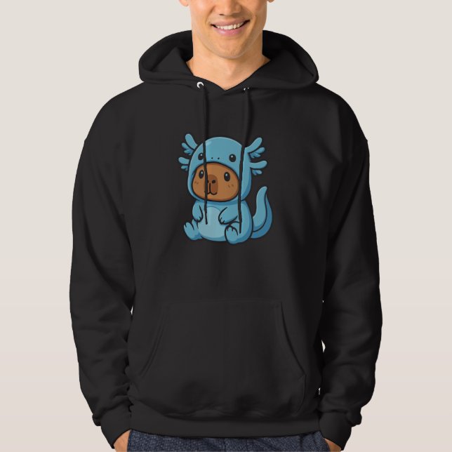 Funny Kawaii Axolotl and Capybara Lover Kids Anima Hoodie (Vorderseite)