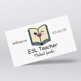 Funny Kawaii Buch ESL Lehrer Englisch Lehrer Niedl Visitenkarte