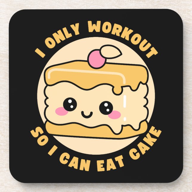 Funny Kawaii Cake Workout Zitat Getränkeuntersetzer (Vorderseite)