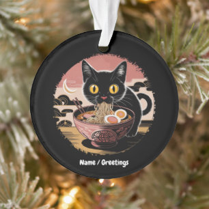 Funny Kawaii Cat Eating Ramen Noodles Niedlich Ani Ornament