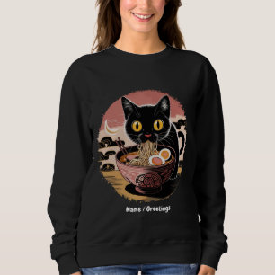 Funny Kawaii Cat Eating Ramen Noodles Niedlich Ani Sweatshirt