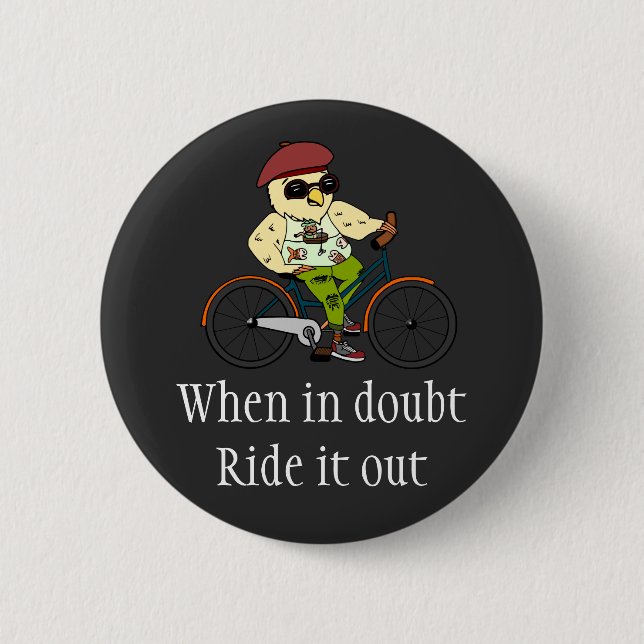 Funny Kawaii Cyclist Bird auf dem Fahrrad Inspirat Button (Vorderseite)