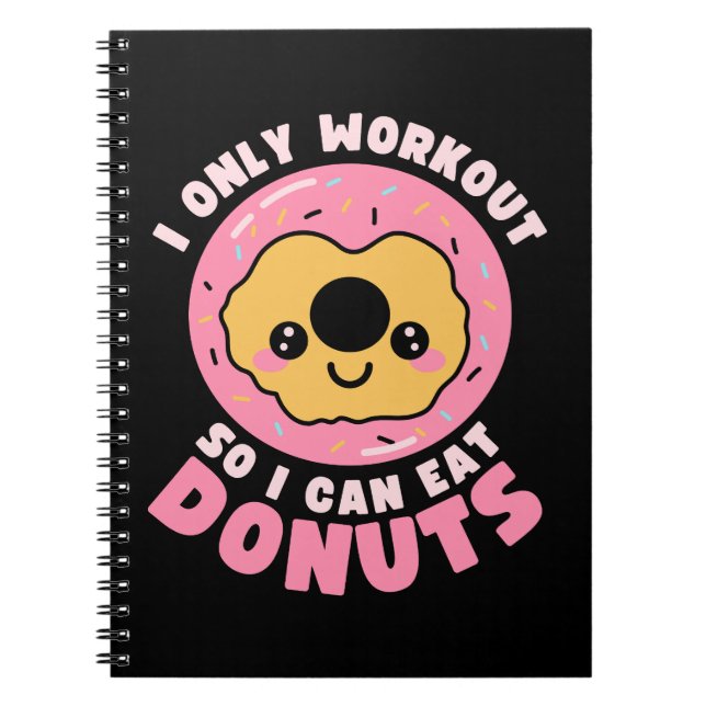 Funny Kawaii Donuts Workout Quote Notizblock (Vorderseite)
