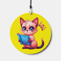 Funny kawaii Katze liest ein Buch