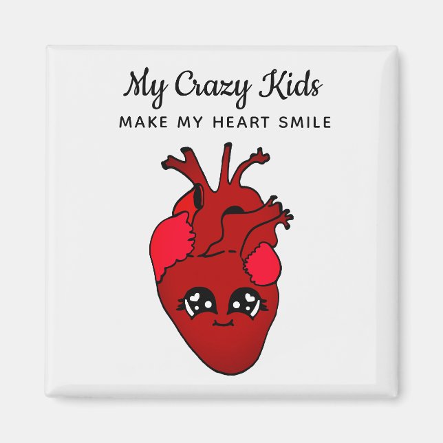 Funny Kawaii lächelnd Herzkids Valentinstag Magnet (Vorne)