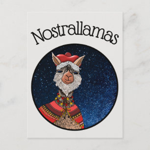 Funny Kawaii Nostradamus Llama Pun Halloween Postkarte