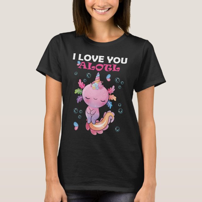 Funny kawaii pink axolotl valentine T-Shirt (Vorderseite)