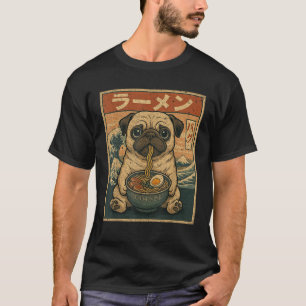 Funny Kawaii Ramen Mops Japanischer Noodles Mops E T-Shirt
