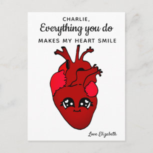Funny Kawaii Real Heart Zeichnend Valentinstag Postkarte