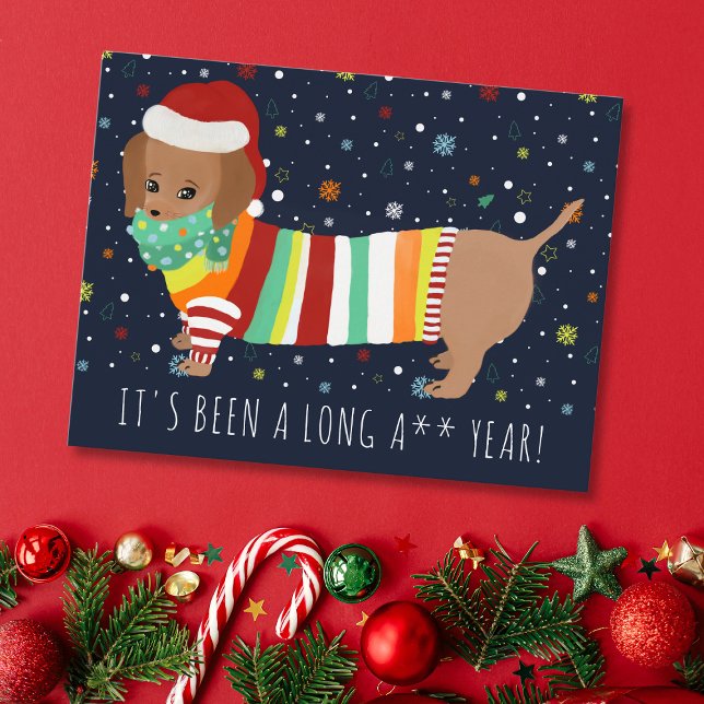 Funny Kawaii Sausage Dog Christmas 2022 Postkarte (Von Creator hochgeladen)