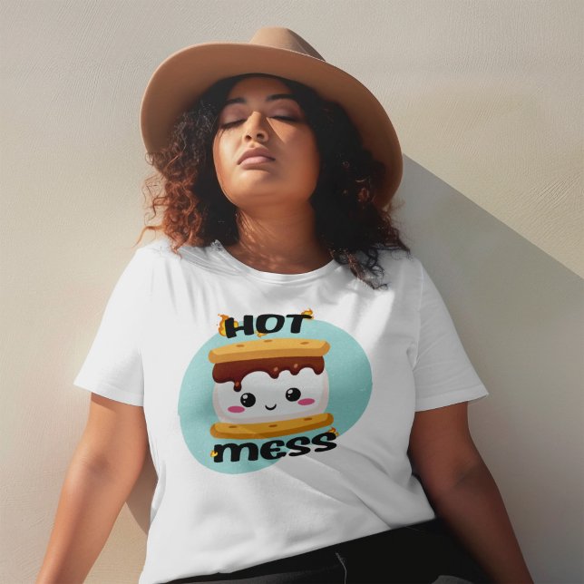 Funny Kawaii Smores Hot Mess T-Shirt (No need to be “mallow-dramatic”. This fantastic hot mess sticker features some serious eye candy.)