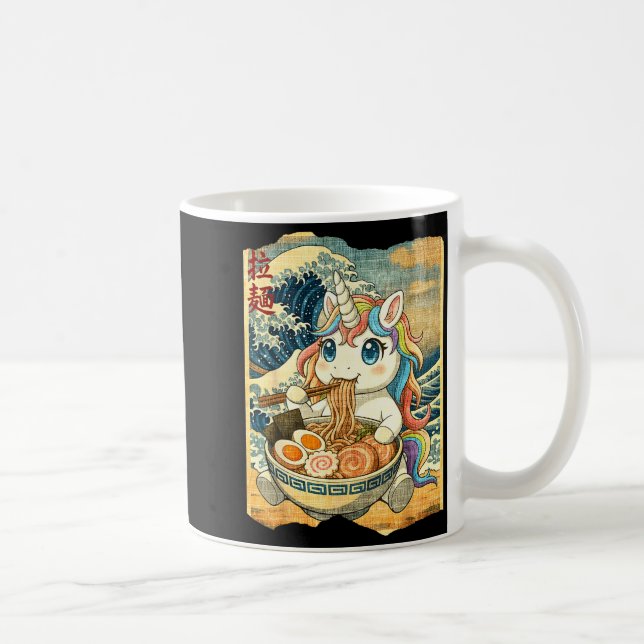 Funny Kawaii Unicorn Ramen Noodle Bowl Japanese Wa Kaffeetasse (Rechts)