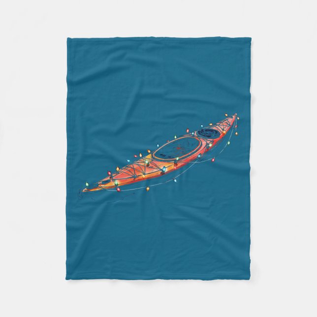 Funny Kayak Christmas Graphics Lights Lover Kayaki Fleecedecke (Vorderseite)