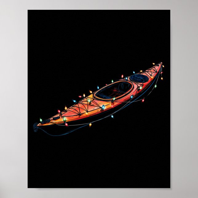 Funny Kayak Christmas Graphics Lights Lover Kayaki Poster (Vorne)