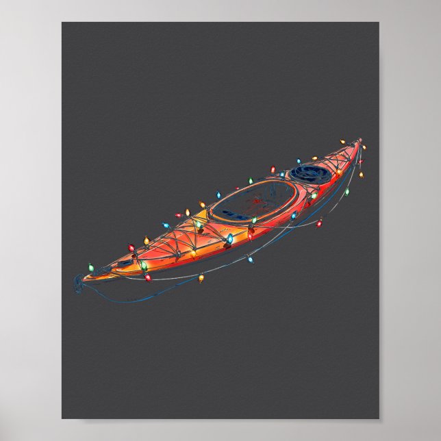 Funny Kayak Christmas Graphics Lights Lover Kayaki Poster (Vorne)