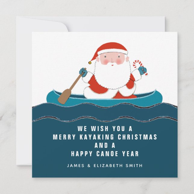 Funny Kayaking Canoe Weihnachtskarten Feiertagskarte (Vorderseite)