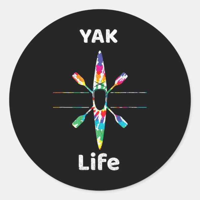 Funny Kayaking Gift Yak Life Boating Kayak Paddle  Runder Aufkleber (Vorderseite)