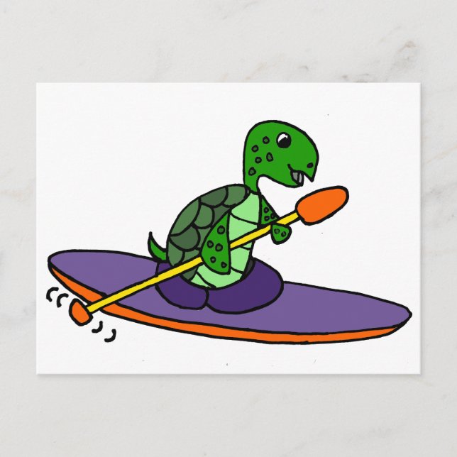 Funny Kayaking Sea Turtle Postkarte (Vorderseite)