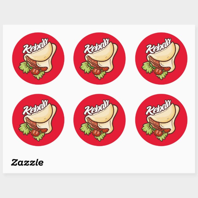 Funny Kebab Cartoon Design Sticker (Blatt)