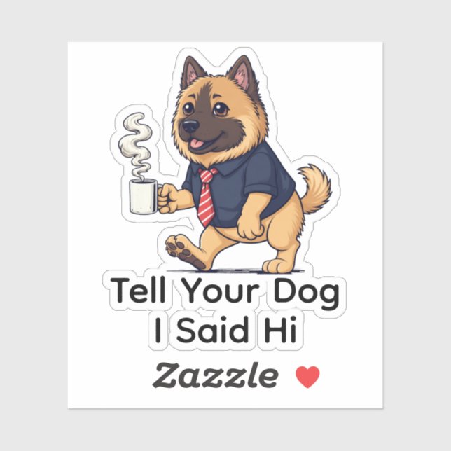 Funny Keeshond Dog Business Suit Coffee  Aufkleber (Blatt)