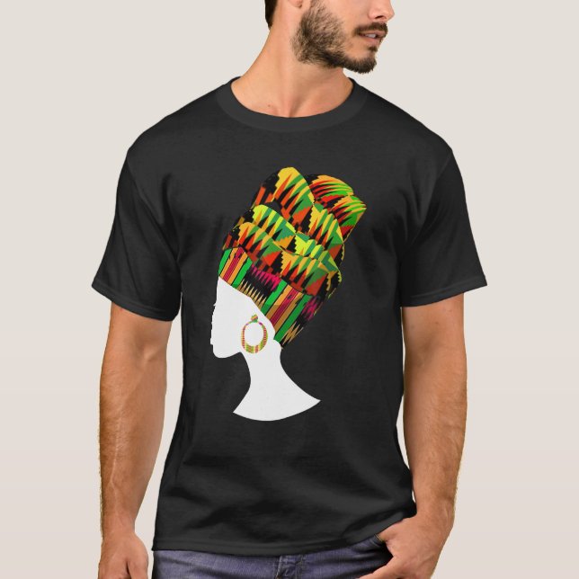 Funny Kente Cloth Head Wrap Gift For African Ameri T-Shirt (Vorderseite)