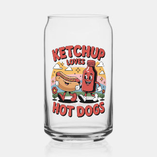 Funny Ketchup und Hot Dog Cartoon Retro Food Art Dosenglas