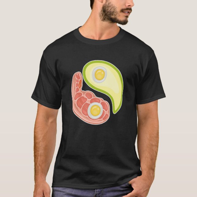 Funny Keto Diet Meat Eggs Avocado Ying Yang Zen Sy T-Shirt (Vorderseite)