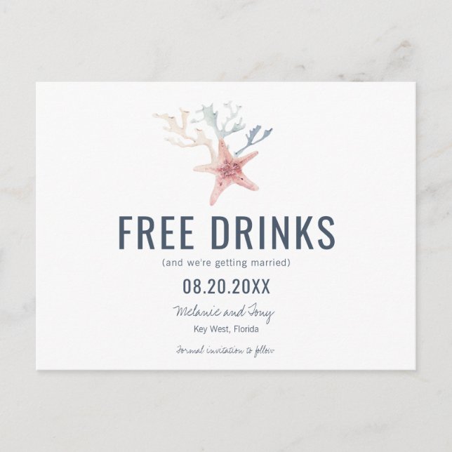 Funny Key West Beach Wedding Rettet die Termine Ankündigungspostkarte (Vorderseite)