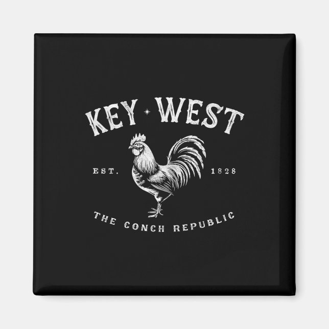Funny Key West Rooster Chicken Sunrise Fischen Sur Magnet (Vorne)