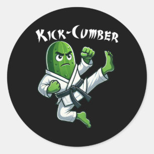 Funny Kick cumber Cucumber Karate Athlete Boys Gir Runder Aufkleber