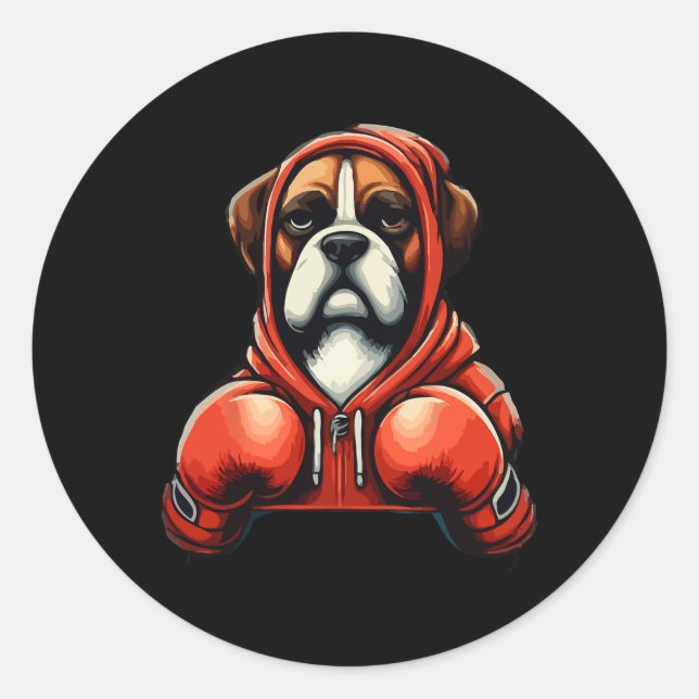 Funny Kickboxing oder Boxer Boxer Hunde Männer Fra Runder Aufkleber (Vorderseite)