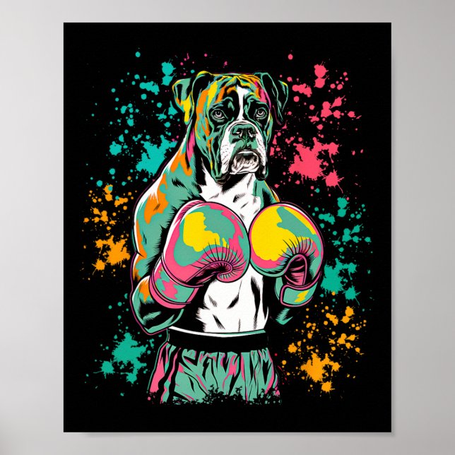 Funny Kickboxing oder Boxing Boxer Hund für Männer Poster (Vorne)