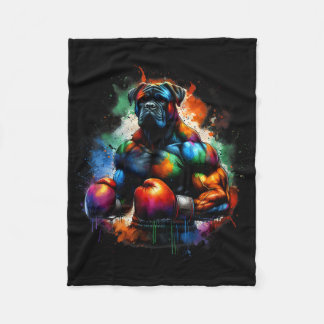 Funny Kickboxing Or Boxing Boxer Dog Paint Splash Fleecedecke