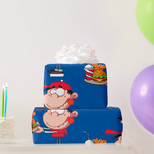 Funny Kid Fast Food Lover Burger, Fries und Drink Geschenkpapier