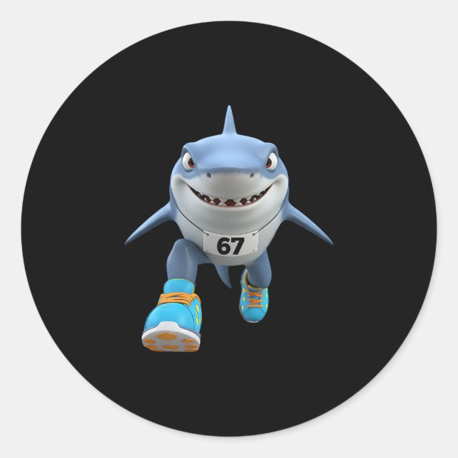 Funny Kids 67 Meme Tralalero Tralala Runner Italia Runder Aufkleber (Vorderseite)