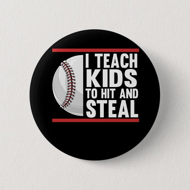 Funny Kids Baseball Coach Button (Vorderseite)