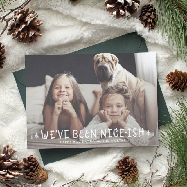 Funny Kids Christmas Card Naughty oder Nice-ish Einladung (Von Creator hochgeladen)