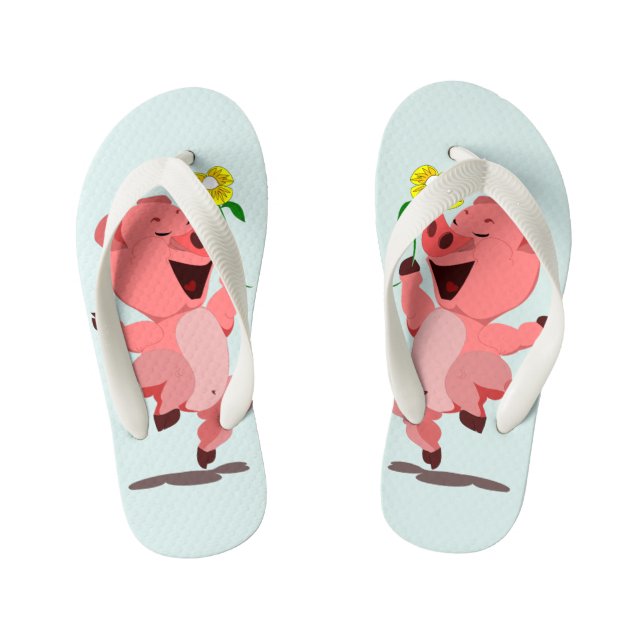 Funny Kid's Flip Flops mit Happy Pig (Fußbett)