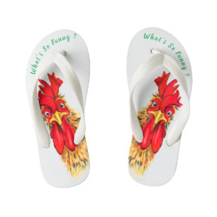 Funny Kid's Flip Flops mit überraschtem Rooster