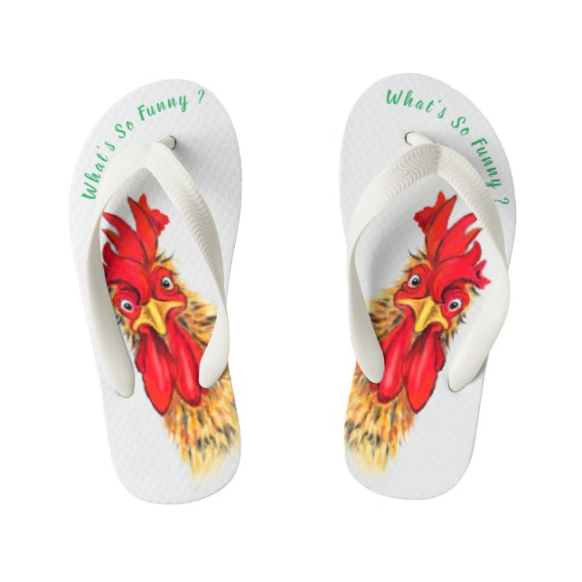 Funny Kid's Flip Flops mit überraschtem Rooster (Fußbett)