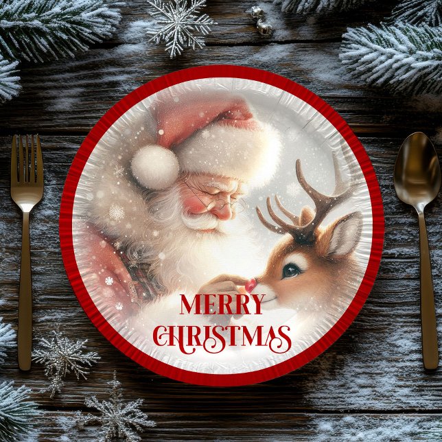 Funny Kids Holiday Plates Santa Claus Rudolph Pappteller (Funny Kids Holiday Plates Santa Claus Rudolph)