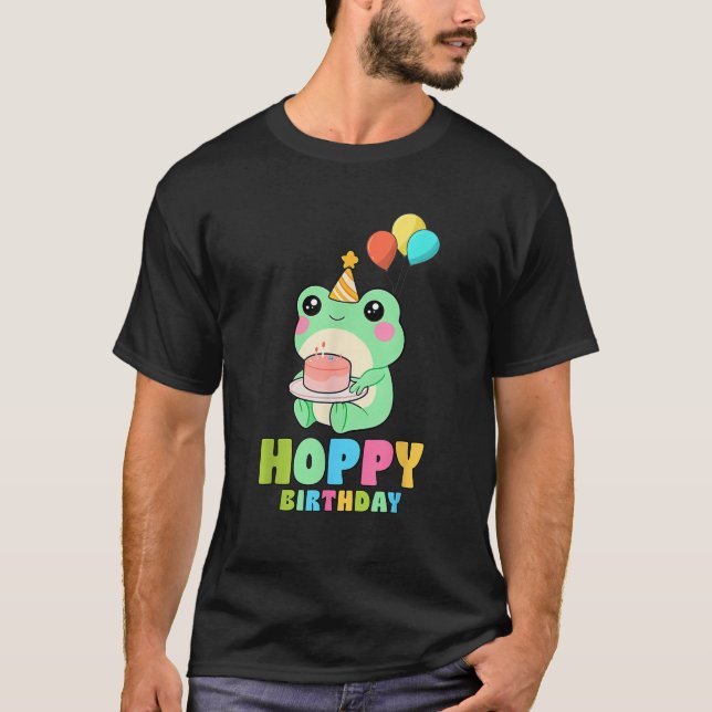 Funny Kids Hoppy Birthday Cute Froggy Kids Boys Gi T-Shirt (Vorderseite)