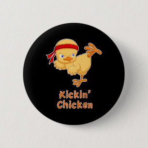 Funny Kids Karate Gift Youth Karate Kickin' Chicke Button