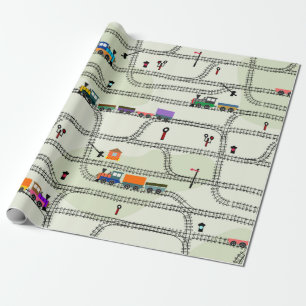 Funny kids nahtlose Musterbahn mit locomotiv Geschenkpapier