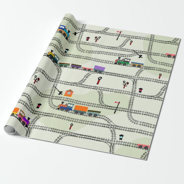 Funny kids nahtlose Musterbahn mit locomotiv Geschenkpapier (Ungerollt)