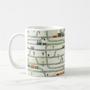 Funny kids nahtlose Musterbahn mit locomotiv Kaffeetasse
