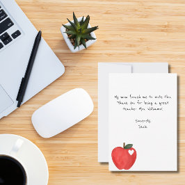 Funny Kids Note, Red Apple, Lehrer Wertschätzung Dankeskarte